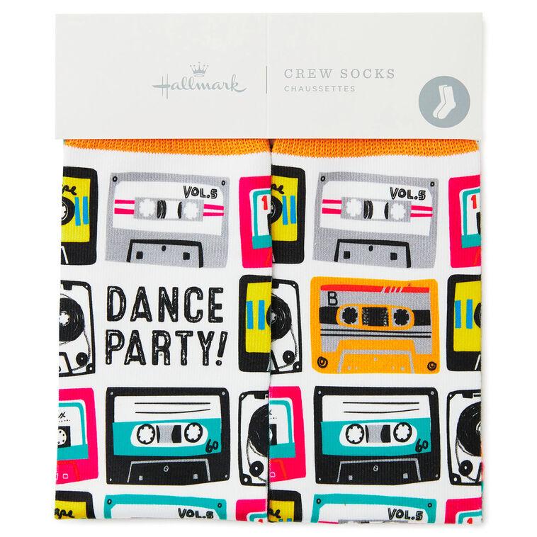 Hallmark Dance Party Cassette Tapes Fun Crew Socks