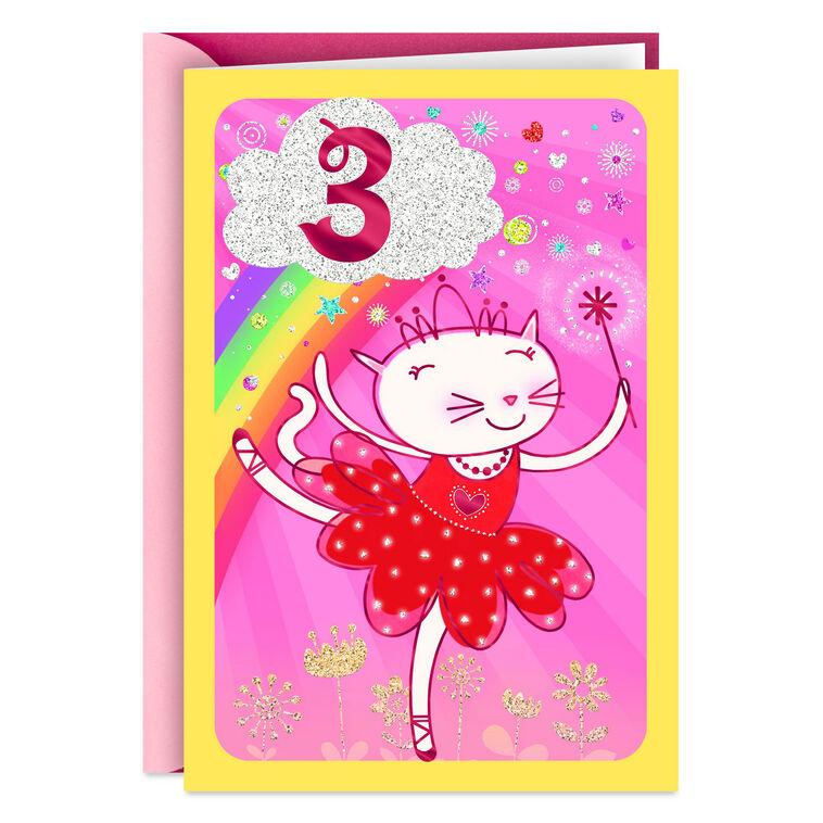 hallmark Dancing Cat 3rd Birthday Card for Kids