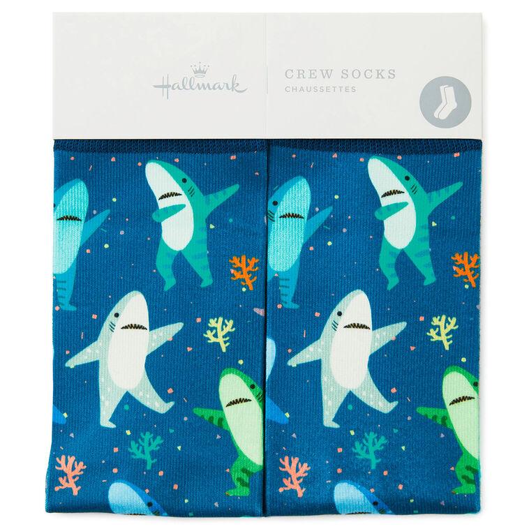 Hallmark Dancing Sharks Fun Crew Socks