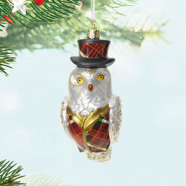 Hallmark Dapper Owl Glass Ornament
