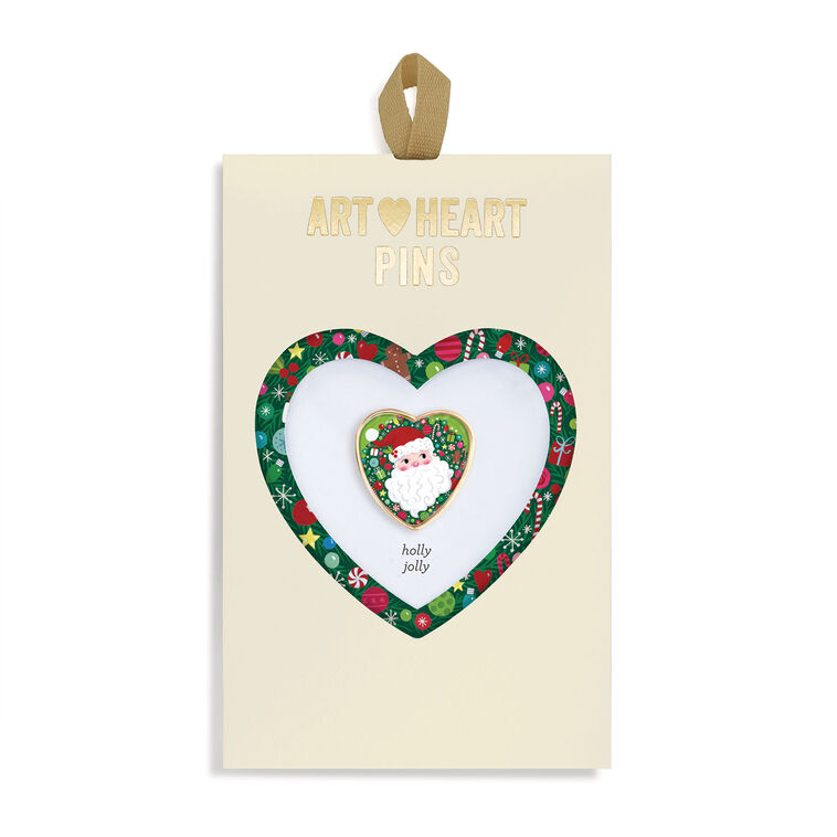hallmark Demdaco Holly Jolly Santa Art Heart Pin