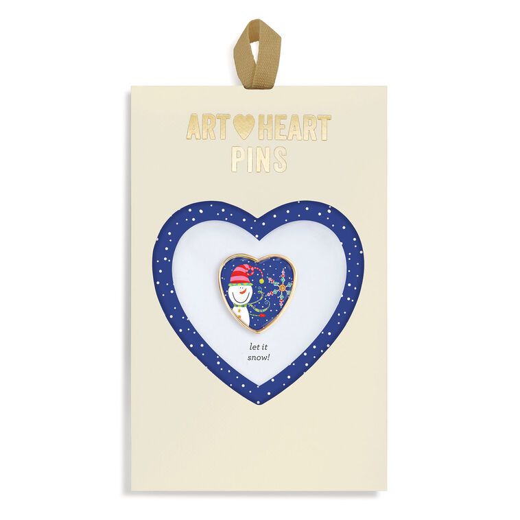 hallmark Demdaco Let It Snow Snowman Art Heart Pin
