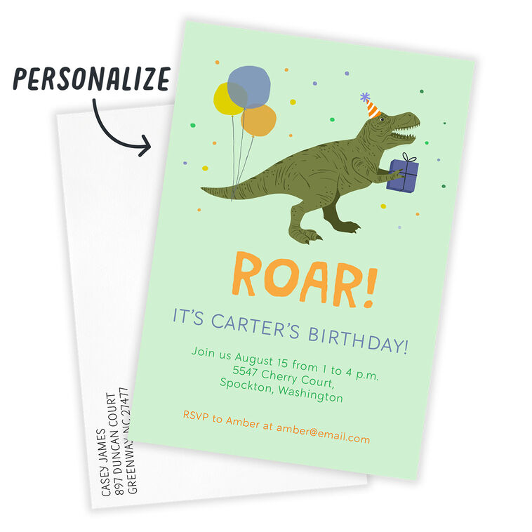 Hallmark Dino Roar Flat Birthday Invitation