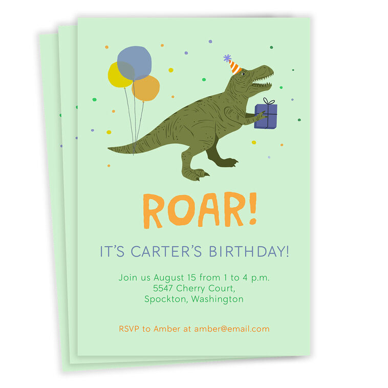 hallmark Dino Roar Flat Birthday Invitation