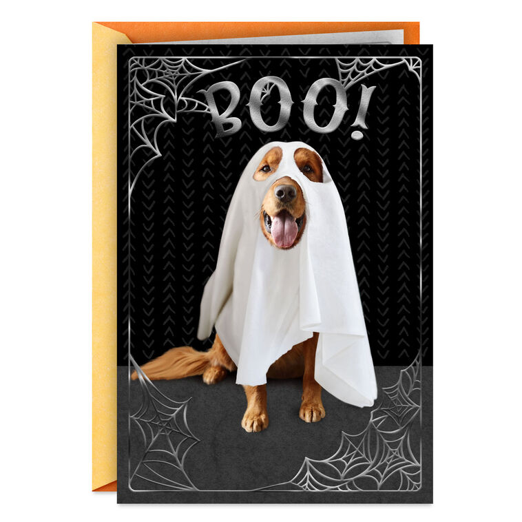hallmark Dog in a Ghost Costume Halloween Card