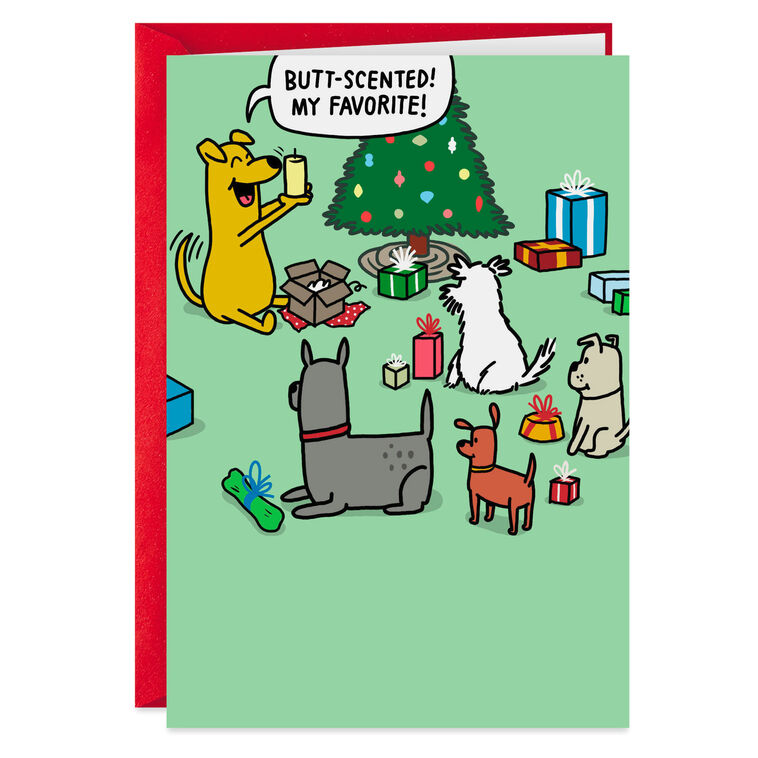 hallmark Dog Opening Presents Funny Christmas Card