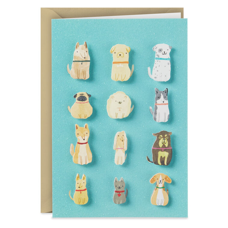 hallmark Dogs on Blue Blank Card