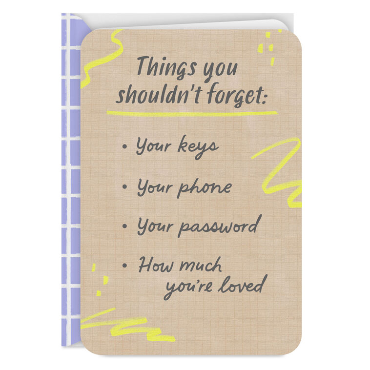 hallmark Don't Forget Checklist Love Card