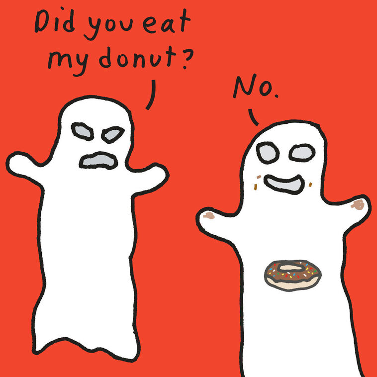 Hallmark Donut-Eating Ghost Funny Halloween Card