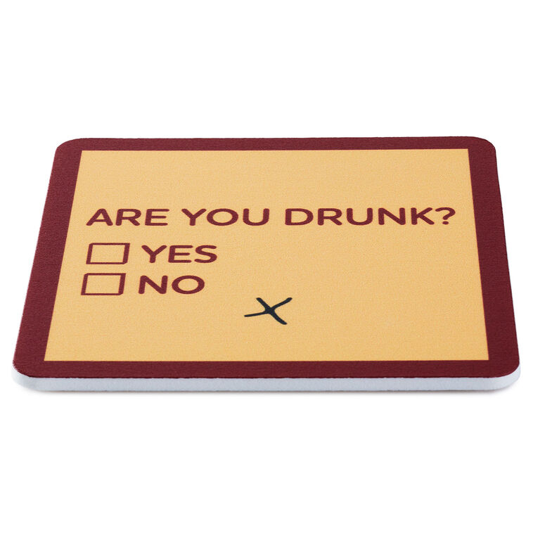 Hallmark Drinks On Me Are You Drunk Funny Coaster