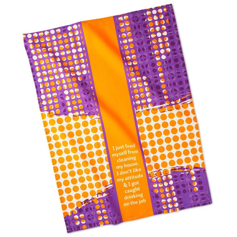 Hallmark Drinks On Me Fired Funny Dish Towel