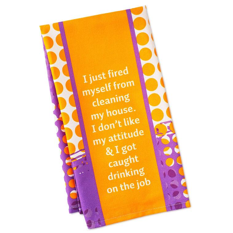 hallmark Drinks on Me Fired Funny Dish Towel
