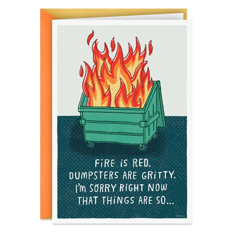 hallmark Dumpster Fire Poem Funny Support Card
