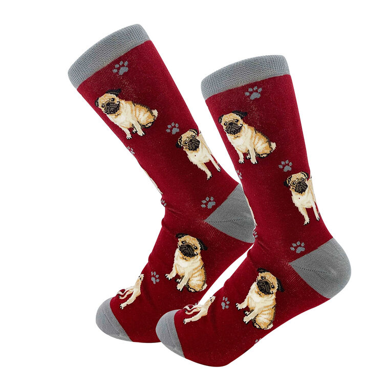 hallmark E&S Pets Fawn Pug Novelty Crew Socks