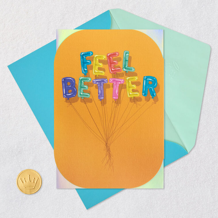 Hallmark Feel Better Balloons Blank Get Well Card