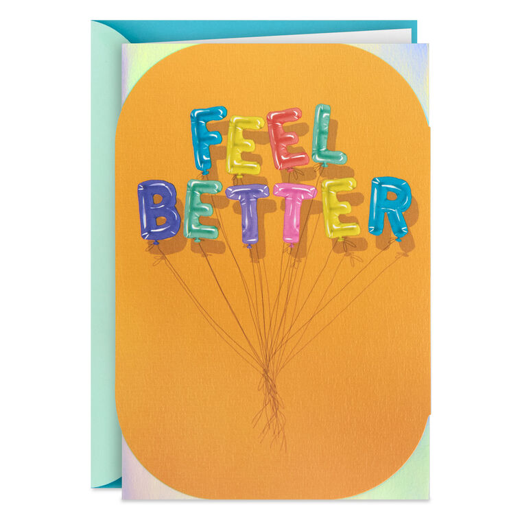 hallmark Feel Better Balloons Blank Get Well Card