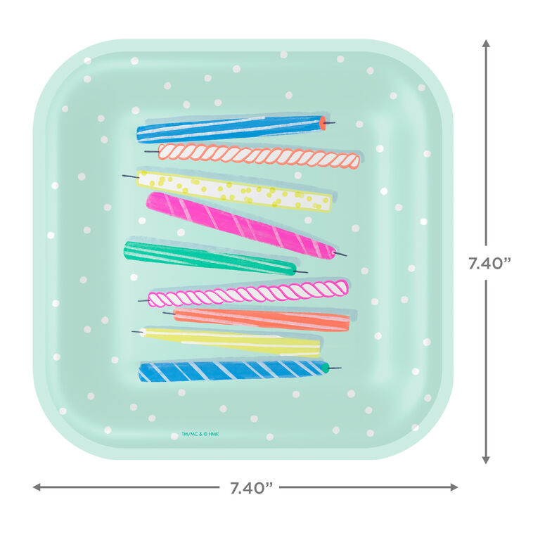 Hallmark Festive Candles Dessert Plates Pack Of 8