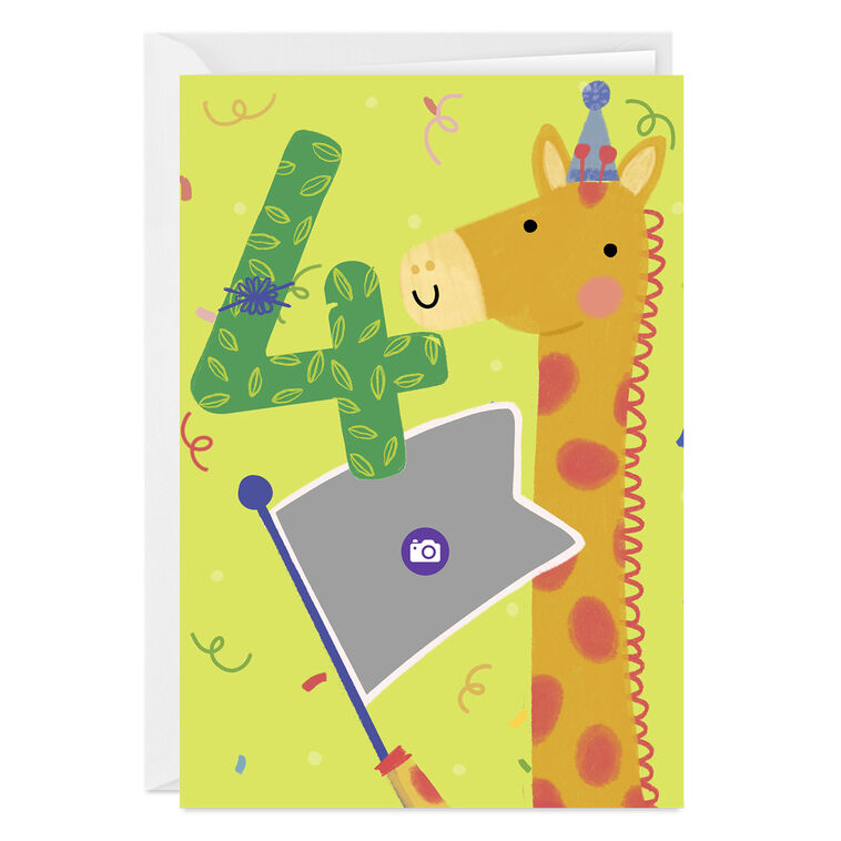 Hallmark Festive Giraffe Custom 4th Birthday Card