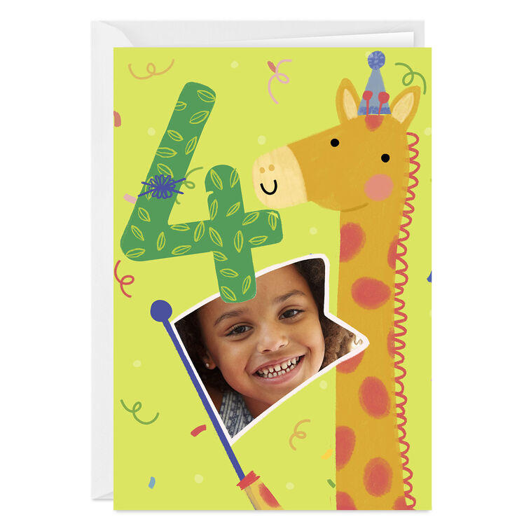 hallmark Festive Giraffe Custom 4th Birthday Card