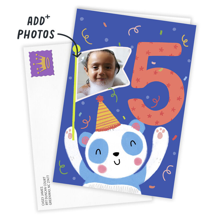 Hallmark Festive Panda Custom 5th Birthday Card