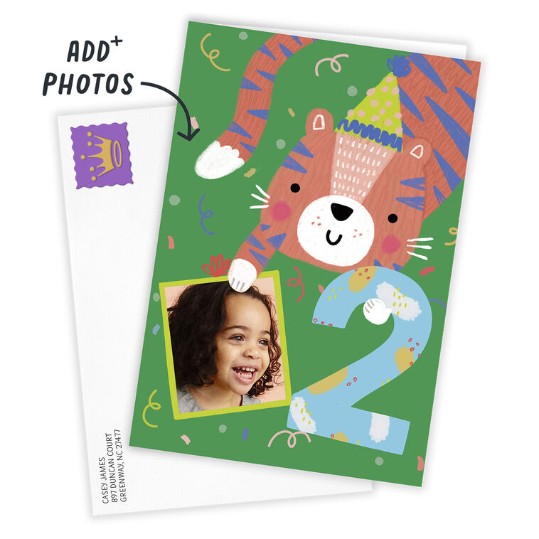 Hallmark Festive Tiger Custom 2nd Birthday Card