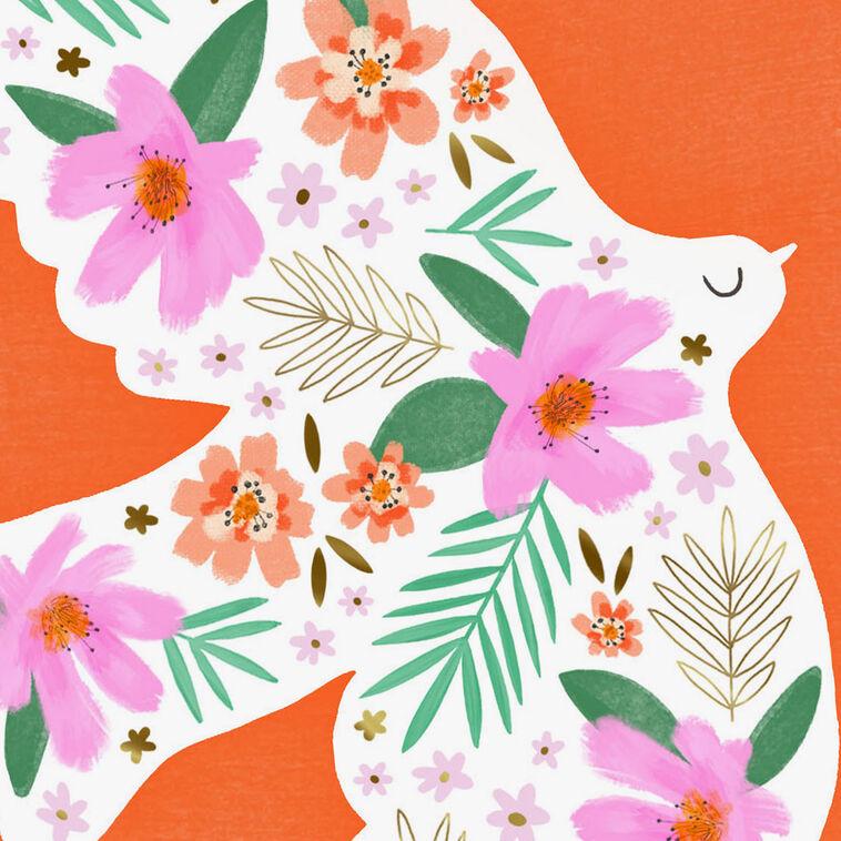 Hallmark Floral Dove Blank Card