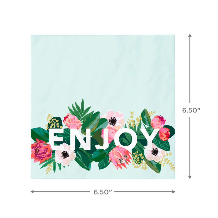 Hallmark Floral "Enjoy" Dinner Napkins Set Of 16