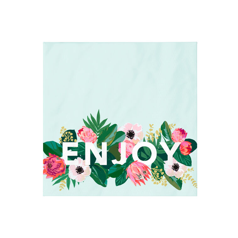 hallmark Floral "Enjoy" Dinner Napkins Set of 16
