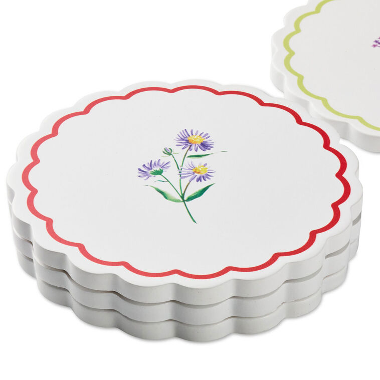 Hallmark Floral Scalloped Coasters Set Of 4