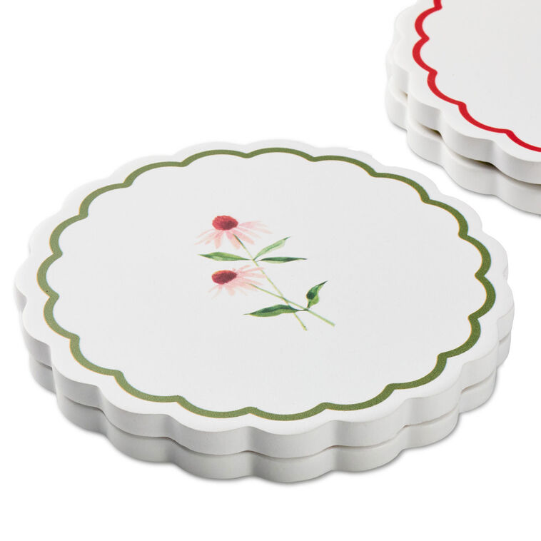 Hallmark Floral Scalloped Coasters Set Of 4