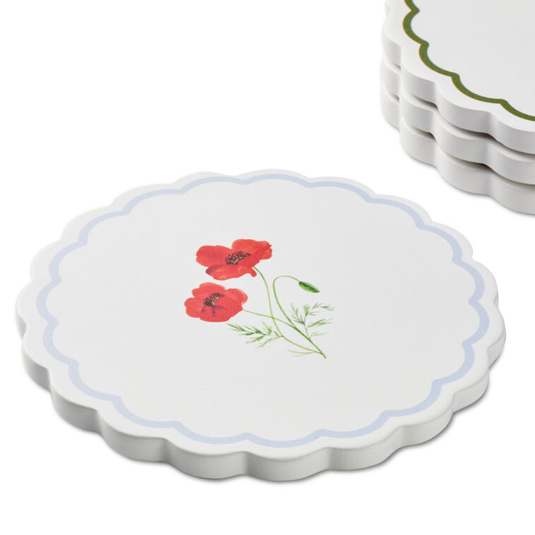 Hallmark Floral Scalloped Coasters Set Of 4