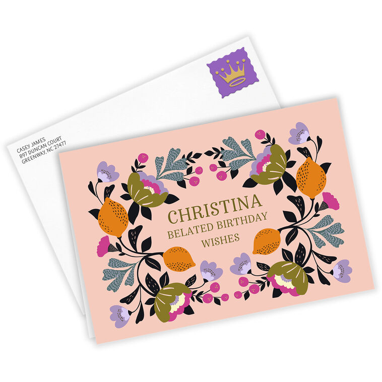 Hallmark Florals On Pink Custom Card