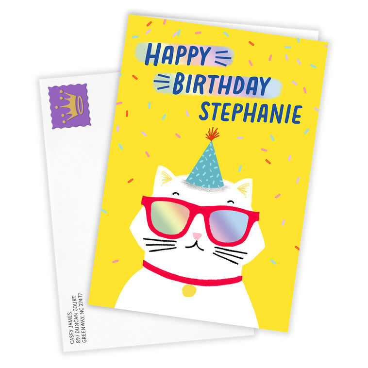 Hallmark Fun Party Cat Custom Birthday Card