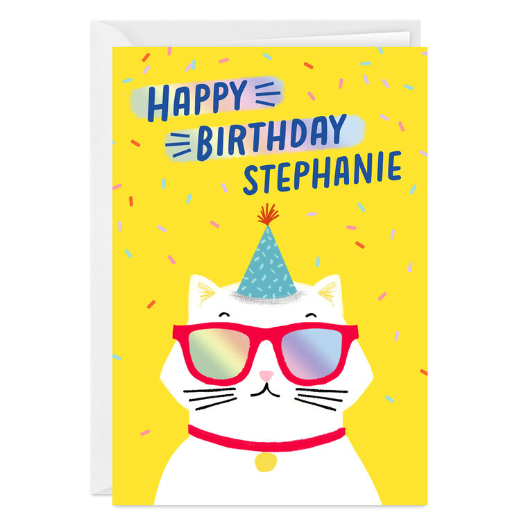 hallmark Fun Party Cat Custom Birthday Card