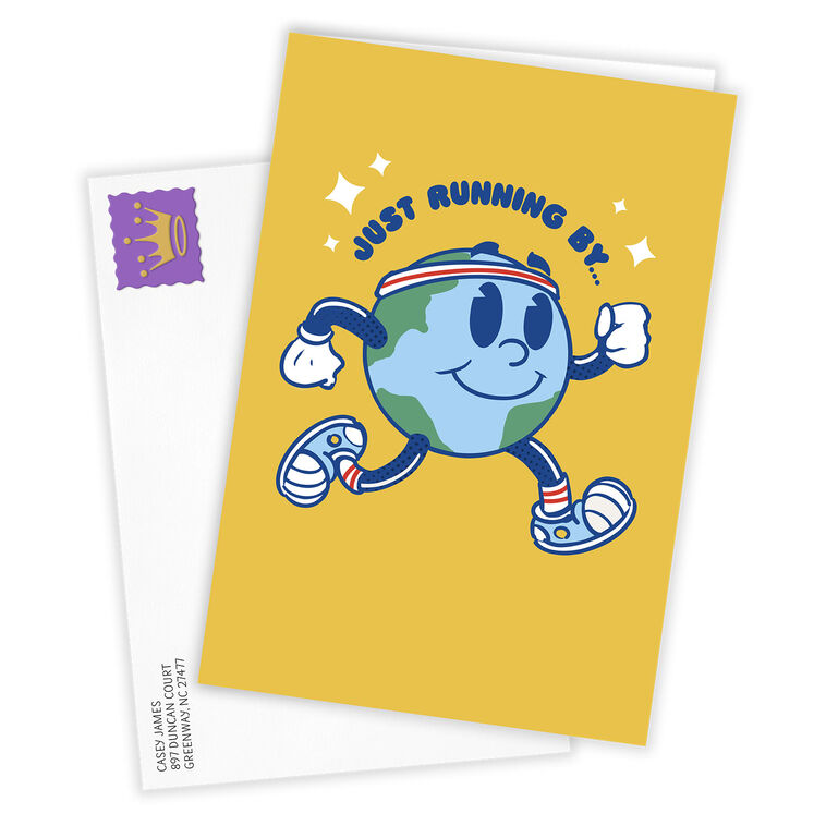 Hallmark Fun Retro Running Globe Custom Card