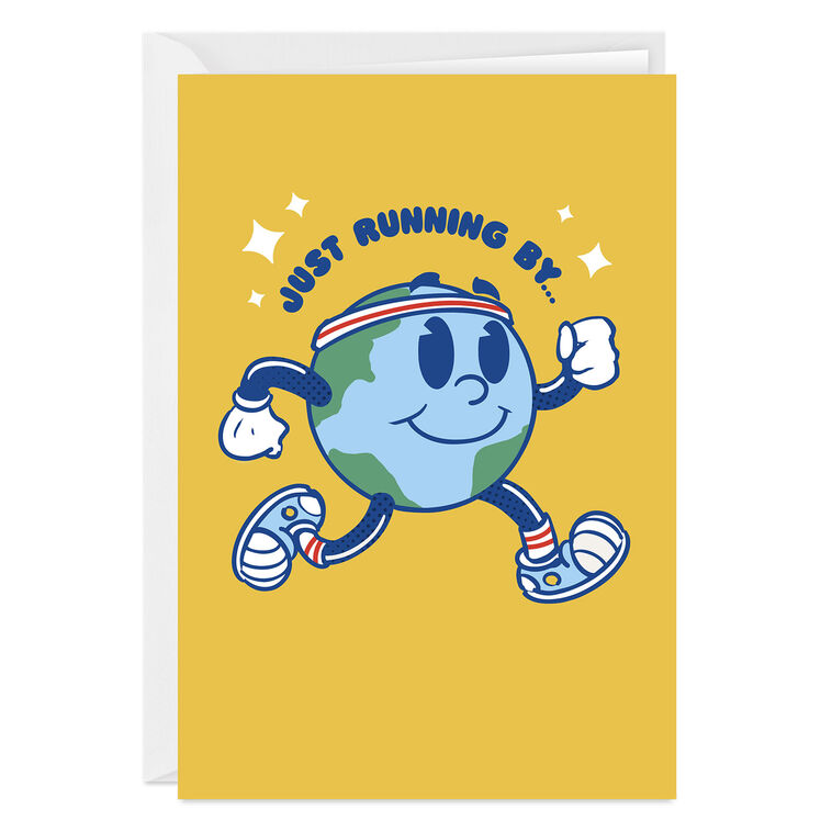 hallmark Fun Retro Running Globe Custom Card