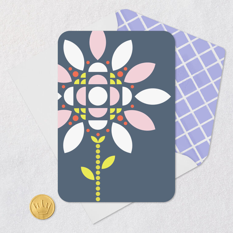 Hallmark Geometric Flower On Blue Blank Card