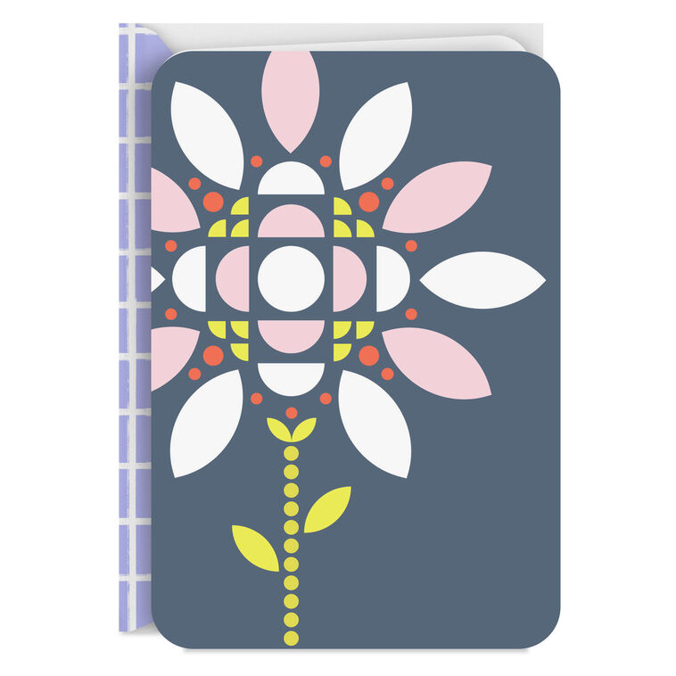 hallmark Geometric Flower on Blue Blank Card