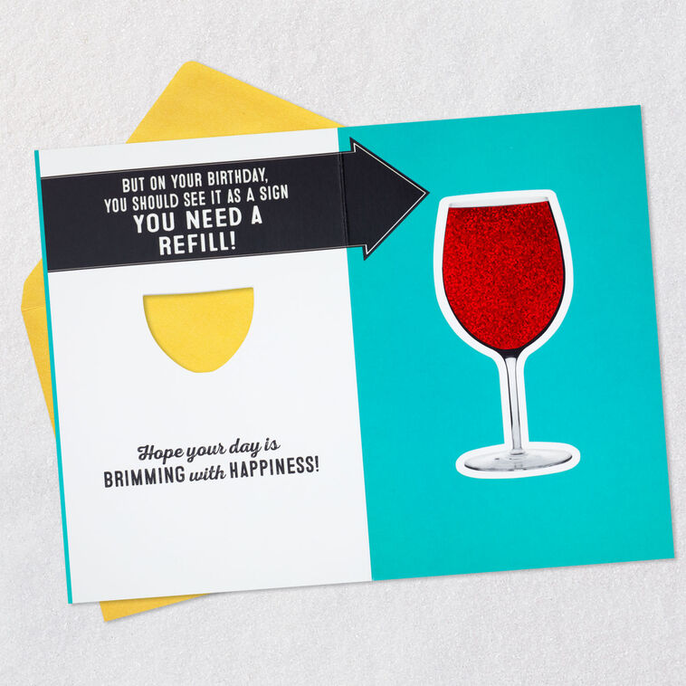 Hallmark Glass Half-Full Of Wine Birthday Card