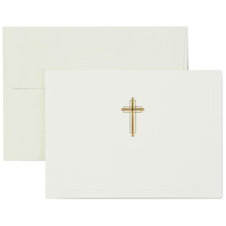 hallmark Gold Cross Religious Note Cards Box of 20