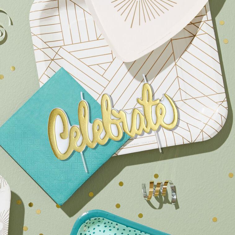 Hallmark Gold Metallic "Celebrate" Birthday Candle