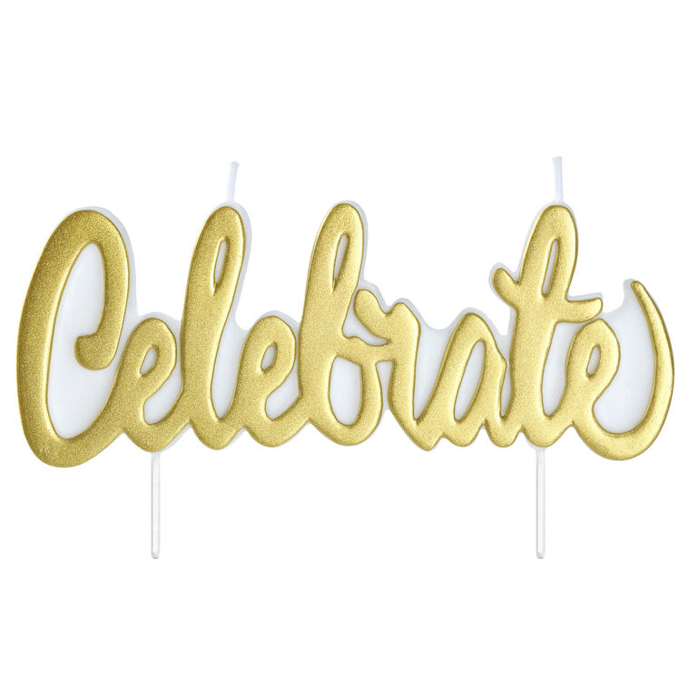 hallmark Gold Metallic "Celebrate" Birthday Candle