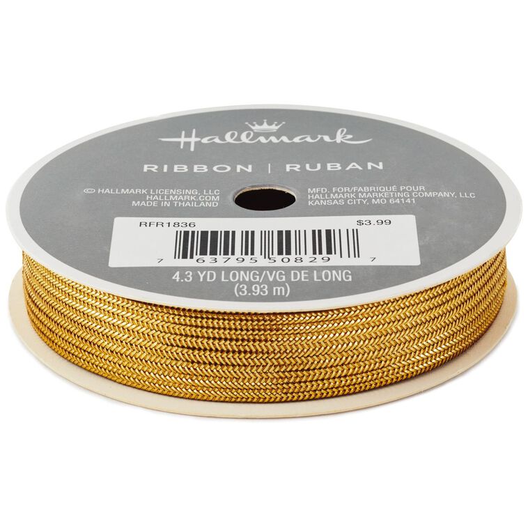 hallmark Gold Ribbed 5/8" Ribbon 12.9'