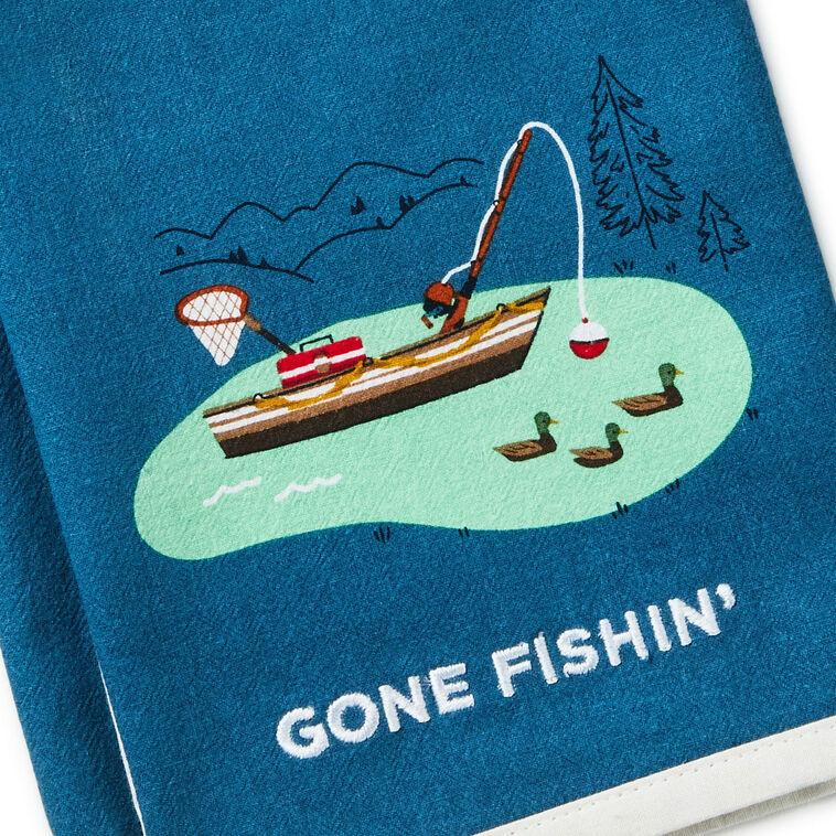 Hallmark Gone Fishing Tea Towel 18x26