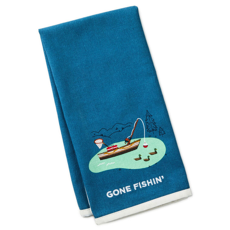 hallmark Gone Fishing Tea Towel 18x26