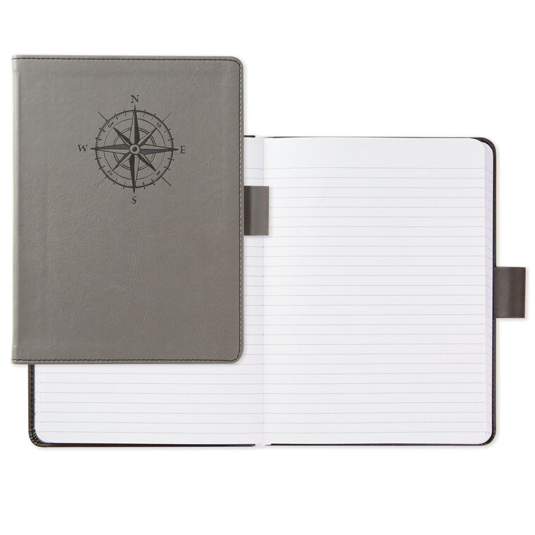 Hallmark Gray Etched Compass Faux Leather Notebook