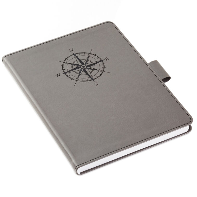 hallmark Gray Etched Compass Faux Leather Notebook