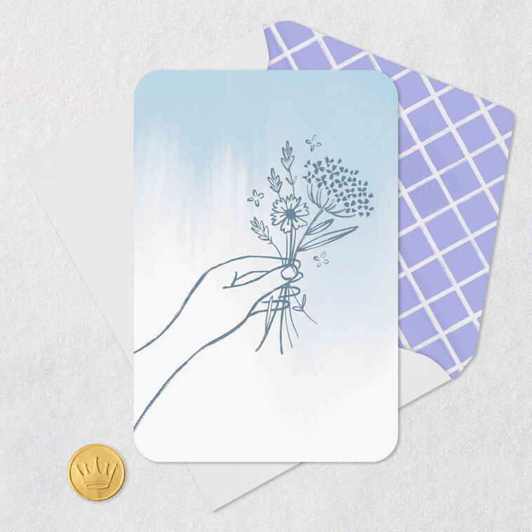 Hallmark Hand Holding Flowers Sketch Blank Card