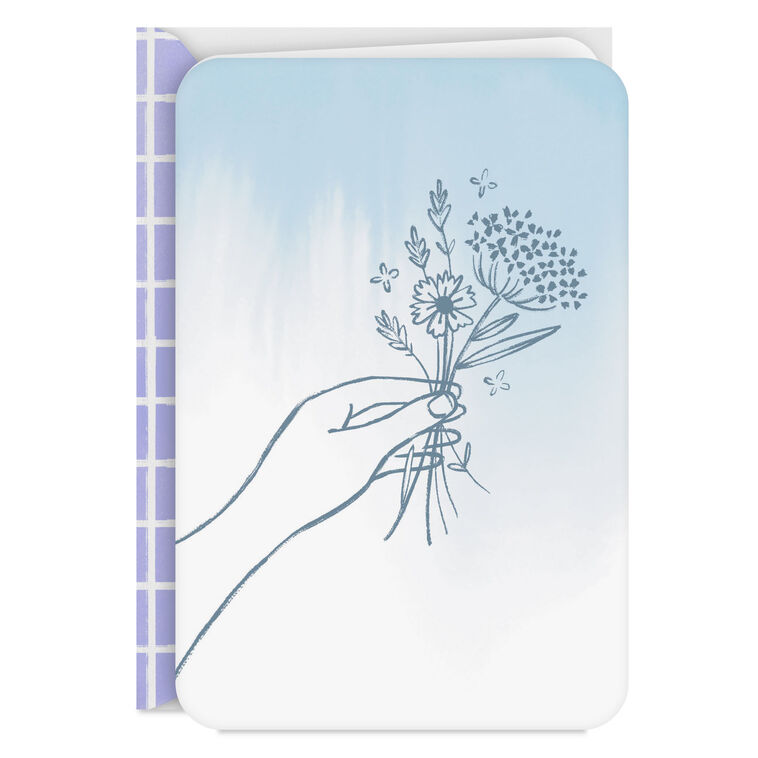 hallmark Hand Holding Flowers Sketch Blank Card