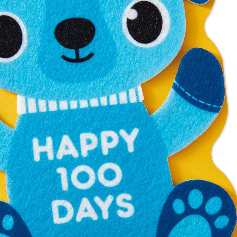 Hallmark Happy 100 Days Felt Puppy New Baby Card